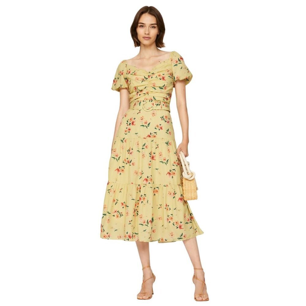 Paloma Blue Evie Dress in Yellow XSmall Womens Midi Floral